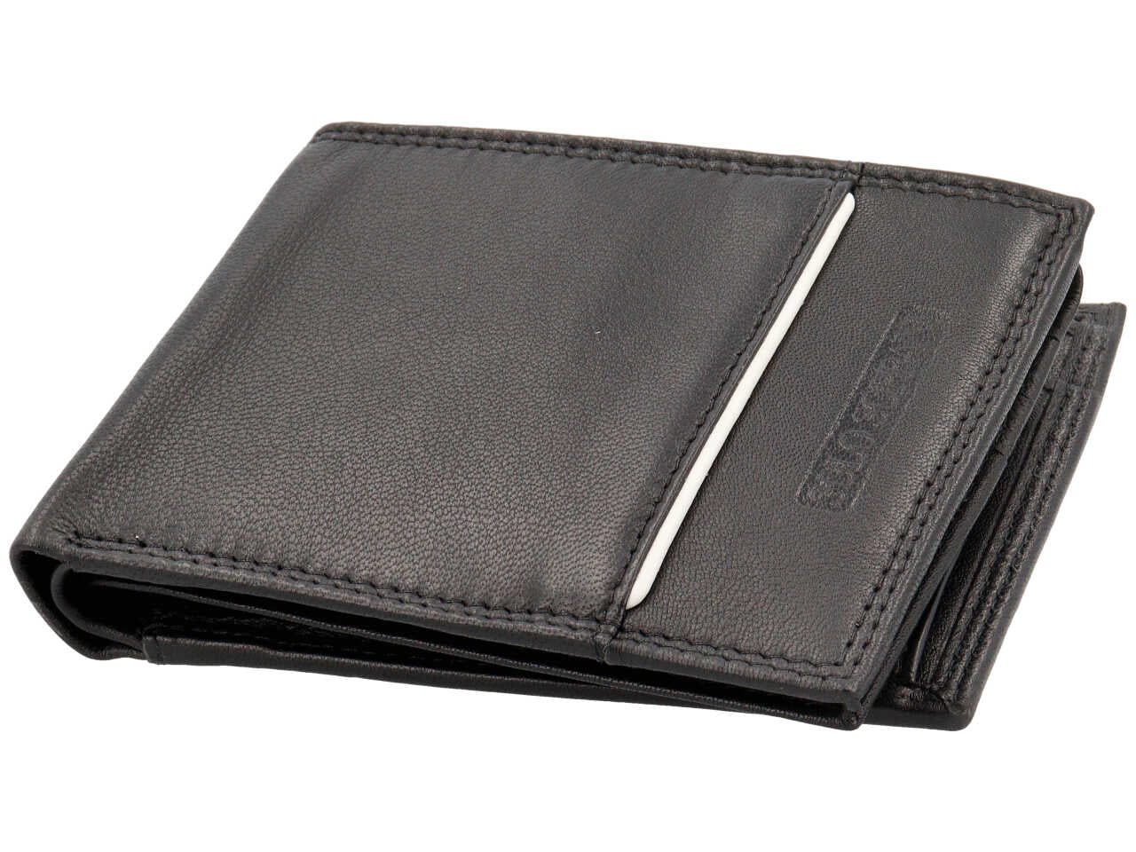 Portafoglio da uomo in pelle nero e inserto bianco con portamonete, 9,5x12 cm - Solo Soprani