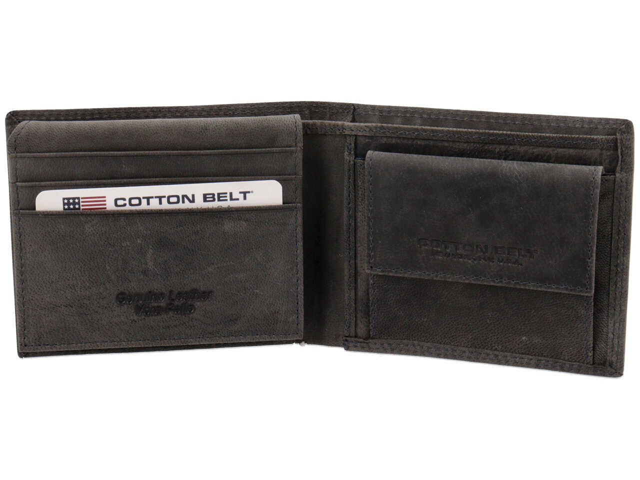 Portafoglio da uomo in pelle grigio 11x9x2 cm - Cotton Belt