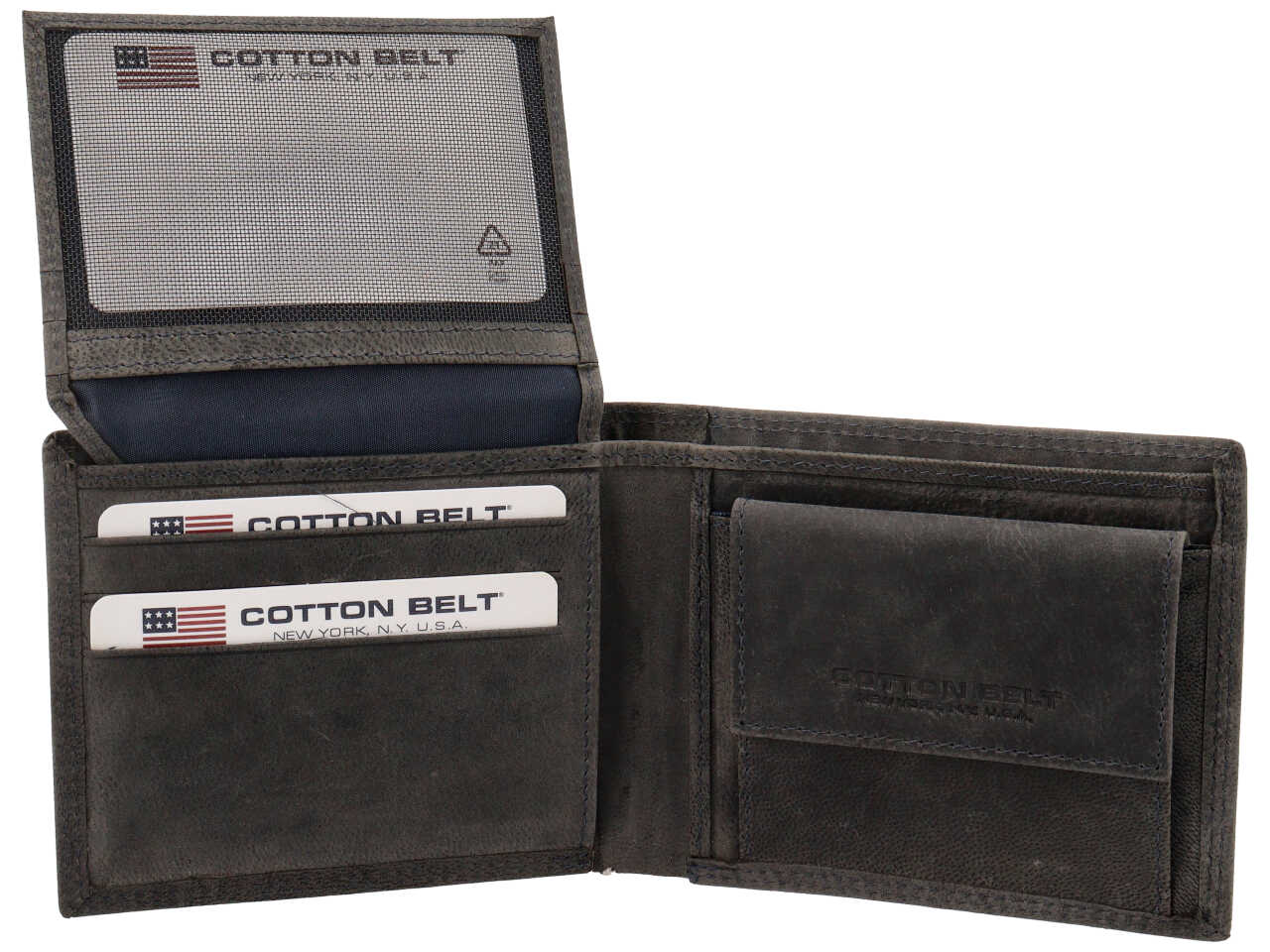 Portafoglio da uomo in pelle grigio 11x9x2 cm - Cotton Belt