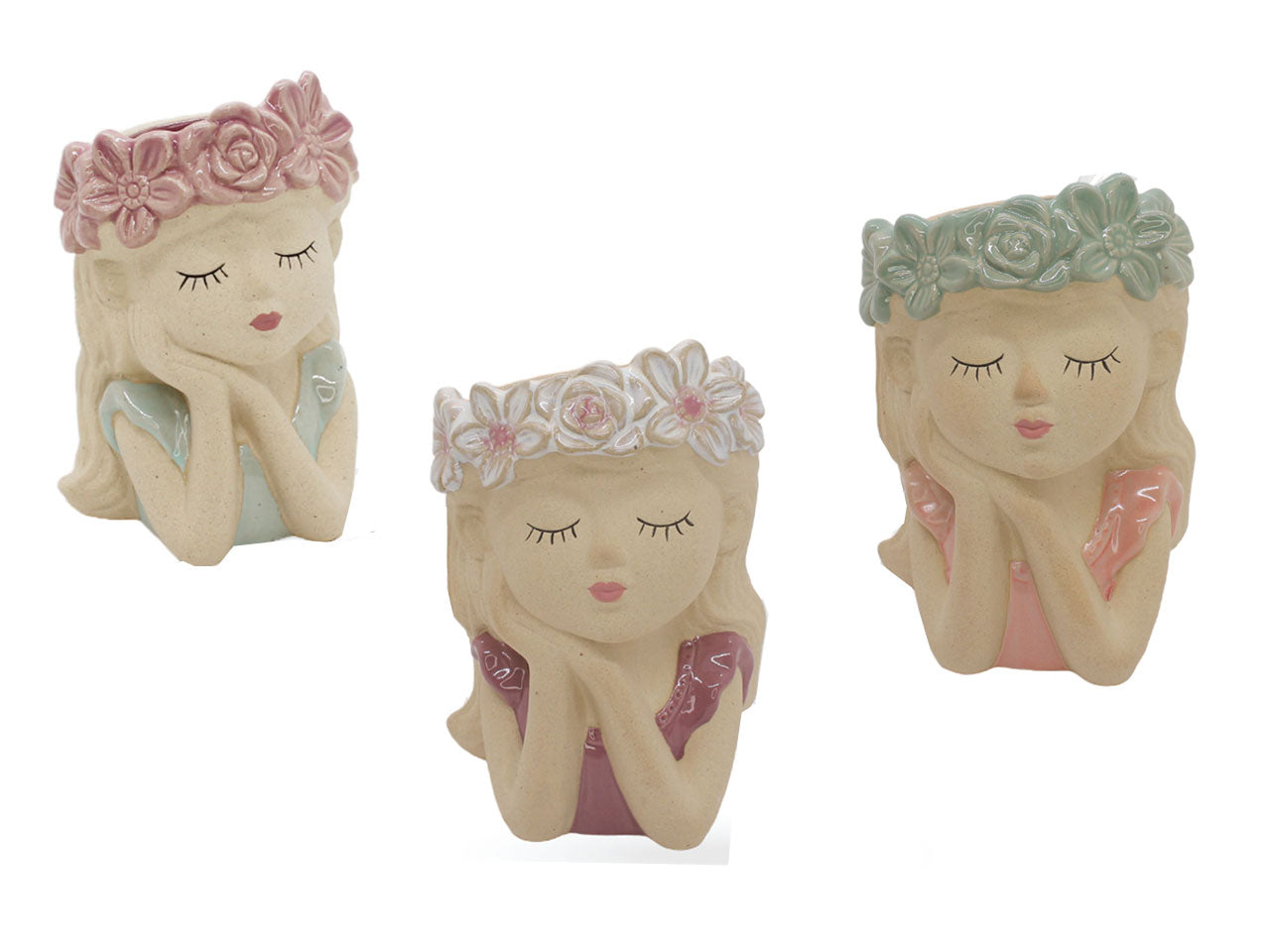 Statua con caspo in terracotta 8x7x12cm colori assortiti