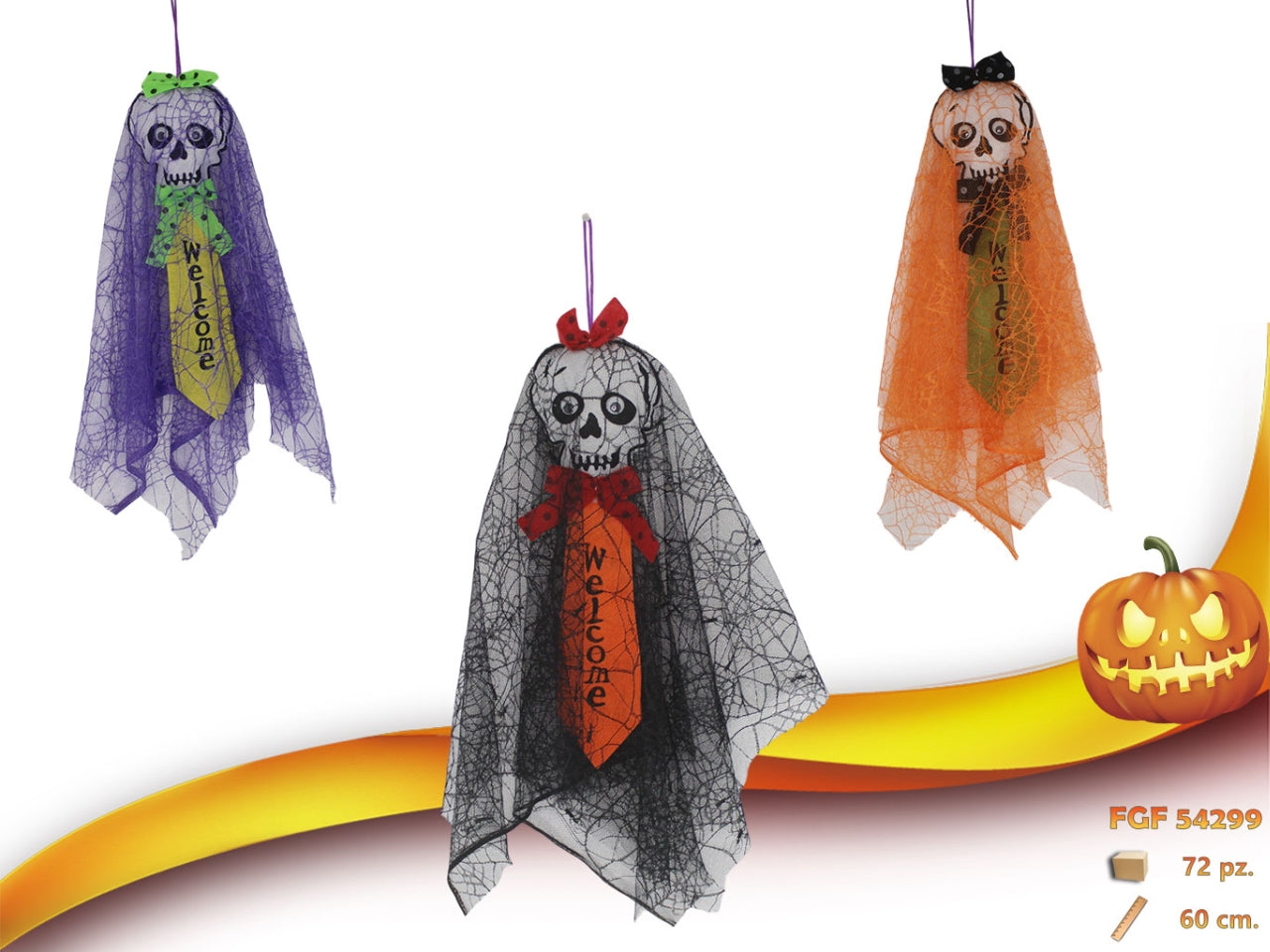 Addobbo halloween in tessuto 60cm colori assortiti