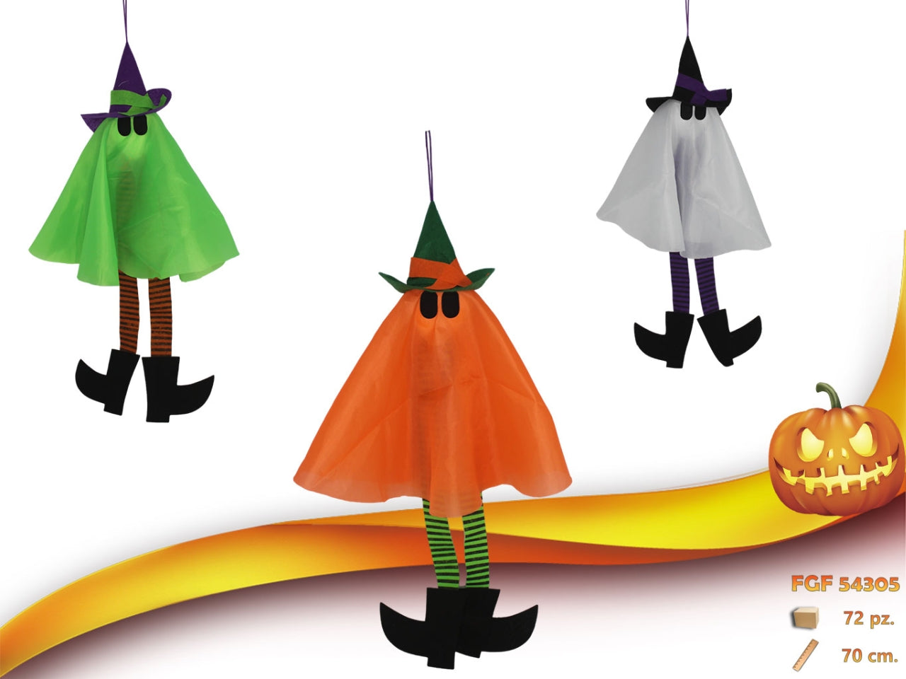 Addobbo halloween in tessuto 70cm colori assortiti