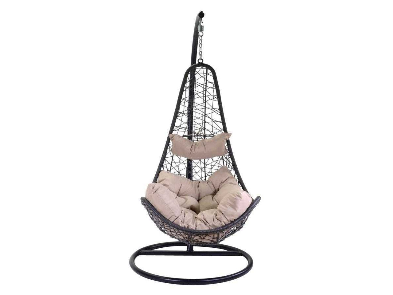 Dondolo pensile rialto antracite con supporto e cuscino 82x65xh.124cm