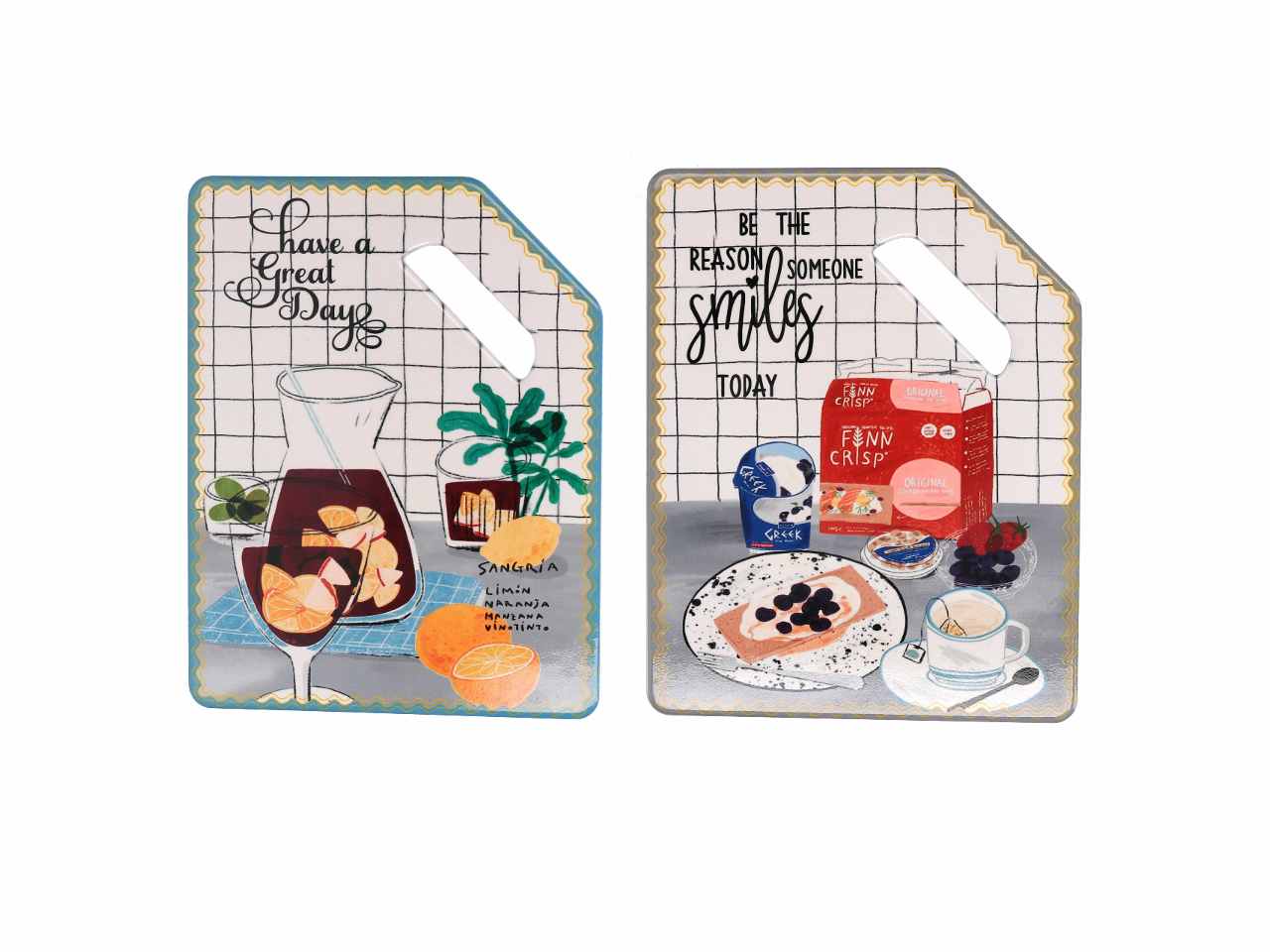 Mattonella in ceramica con disegno cocktail sfondo bianco forma rettangolare in 2 assortimenti 18x23xh.0,3cm