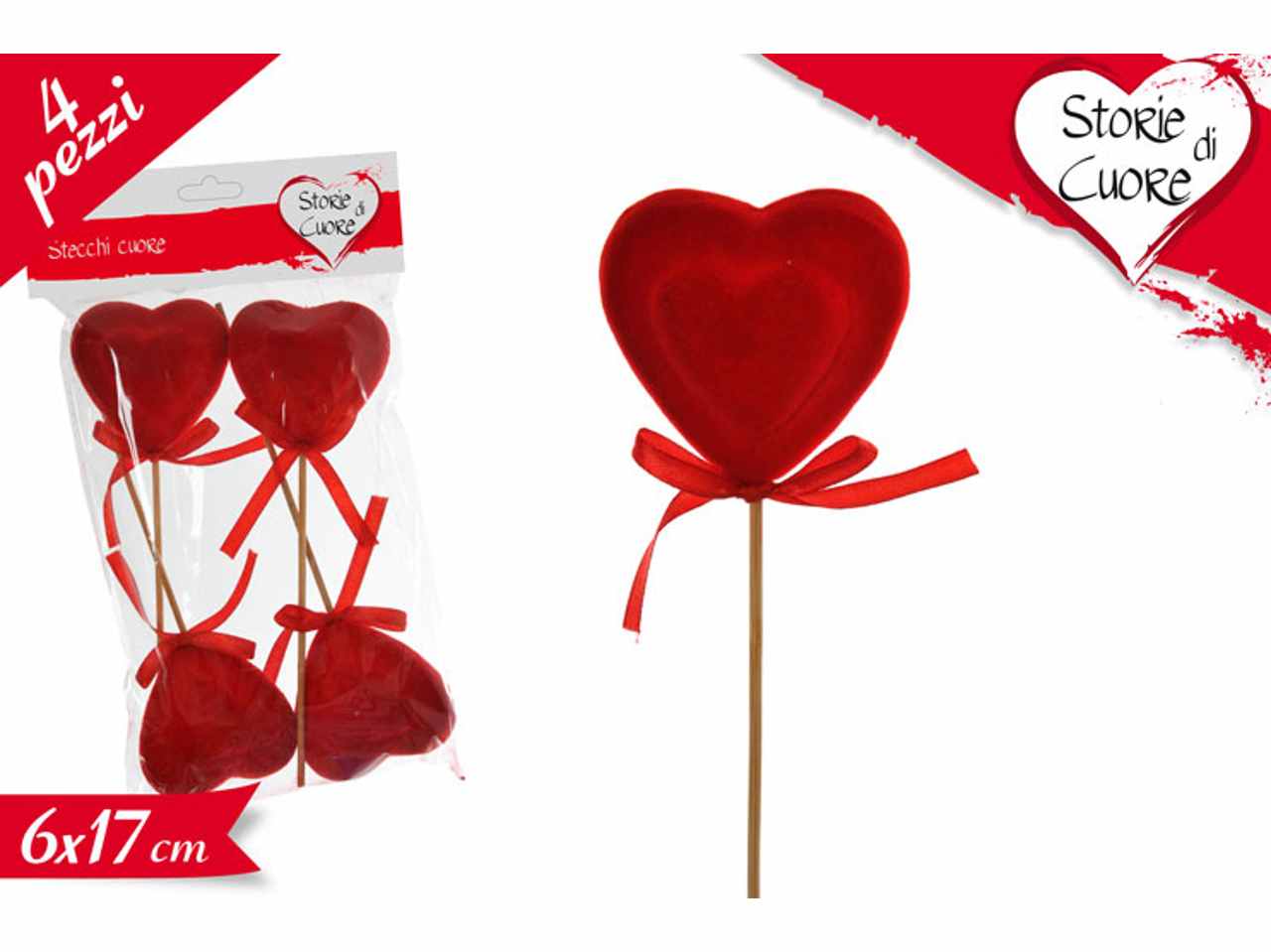 Stecco cuore set da 4 pezzi 6x17cm