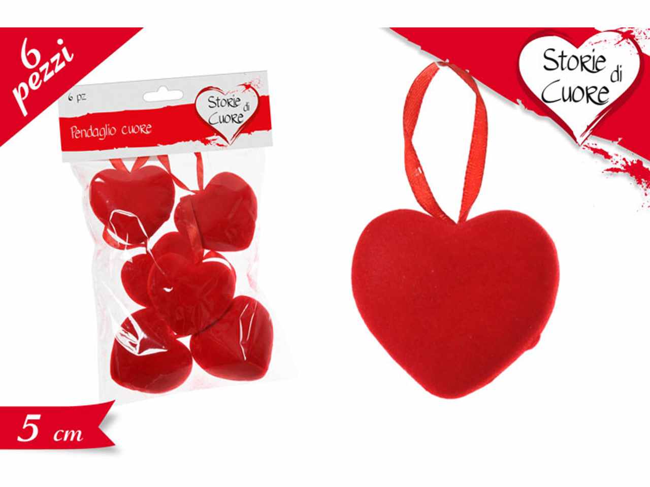Pendaglio cuore 6pezzi 5cm