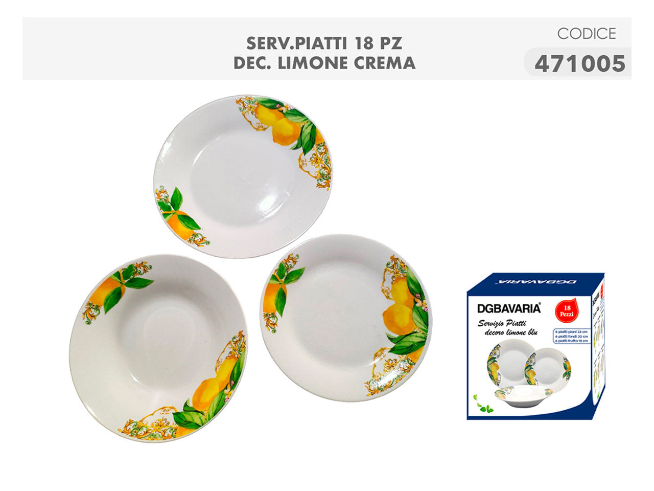 Servizio piatti per 6 persone in porcellana giallo mediterraneo - Casalinghi Del Giudice