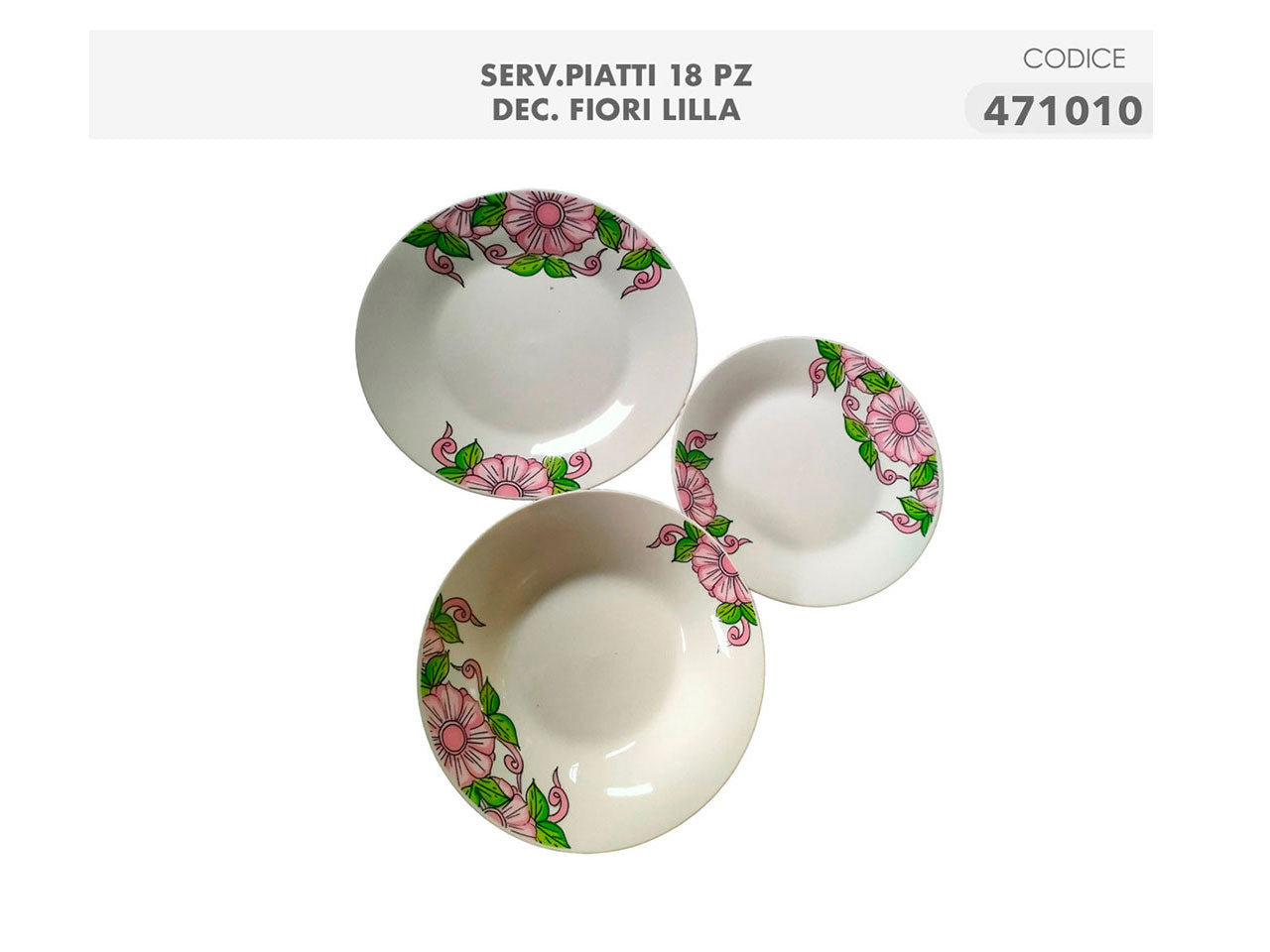 Servizio piatti per 6 persone in porcellana lilla country - Casalinghi Del Giudice