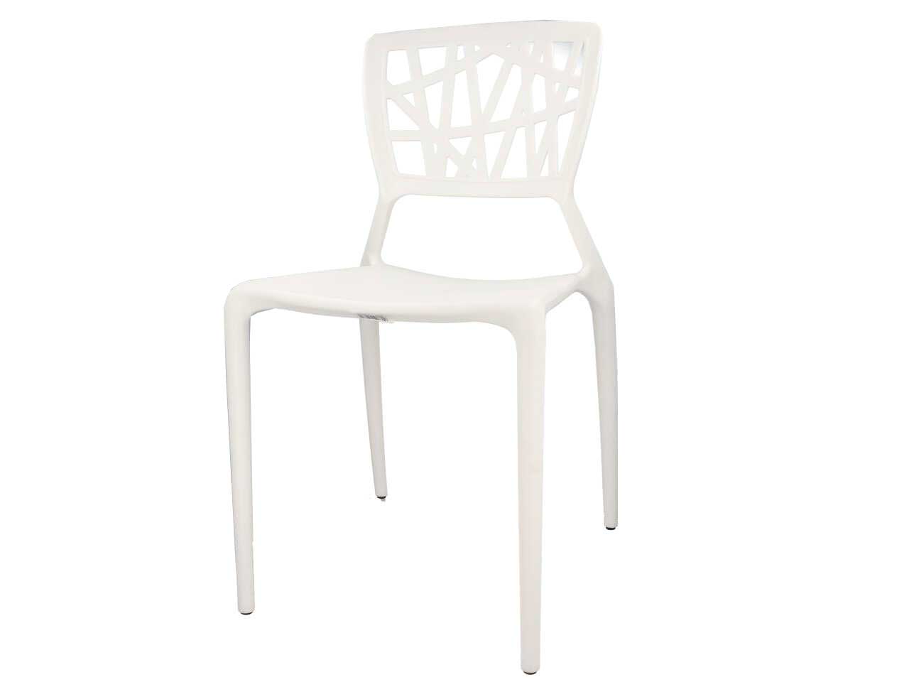 Sedia in plastica bianca fissa interno/esterno impilabile moderna 44x47x84 cm Edze - 3M plast