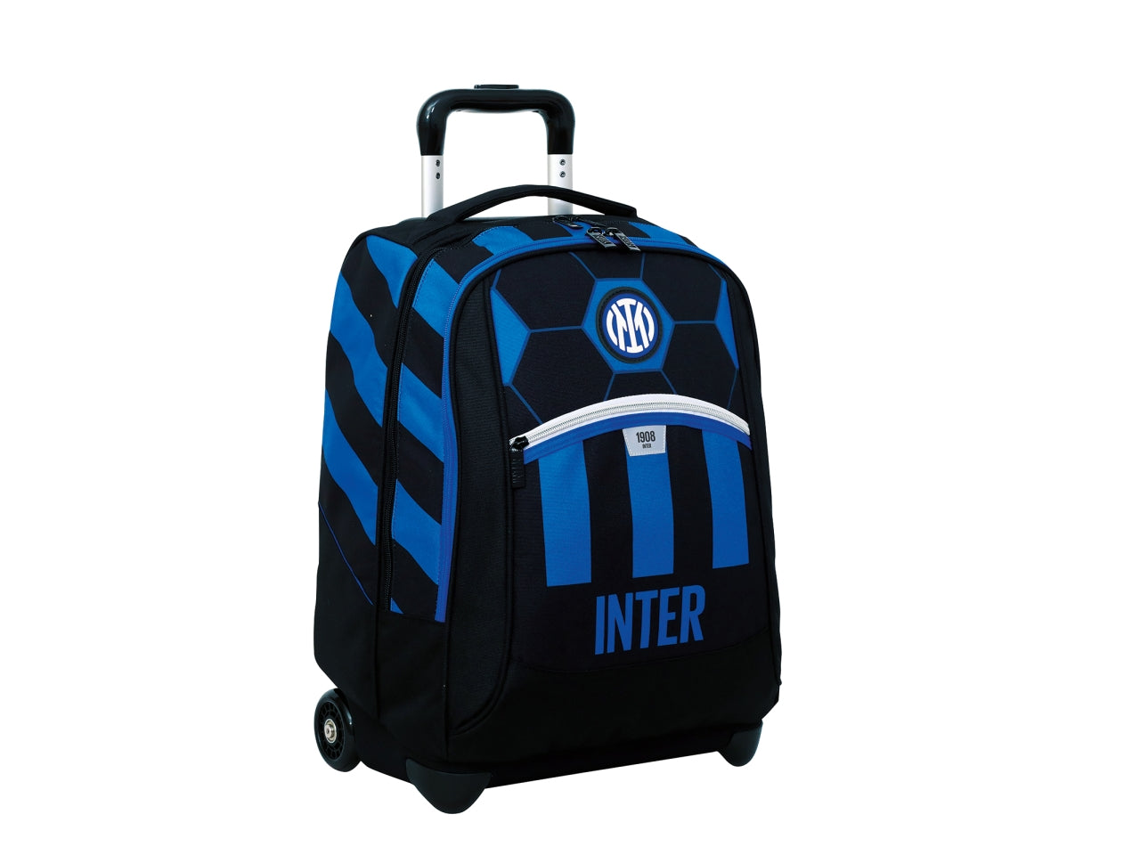 Trolley scuola Inter in tessuto nero blu, doppio scomparto con barra telescopica, 35 l - Seven