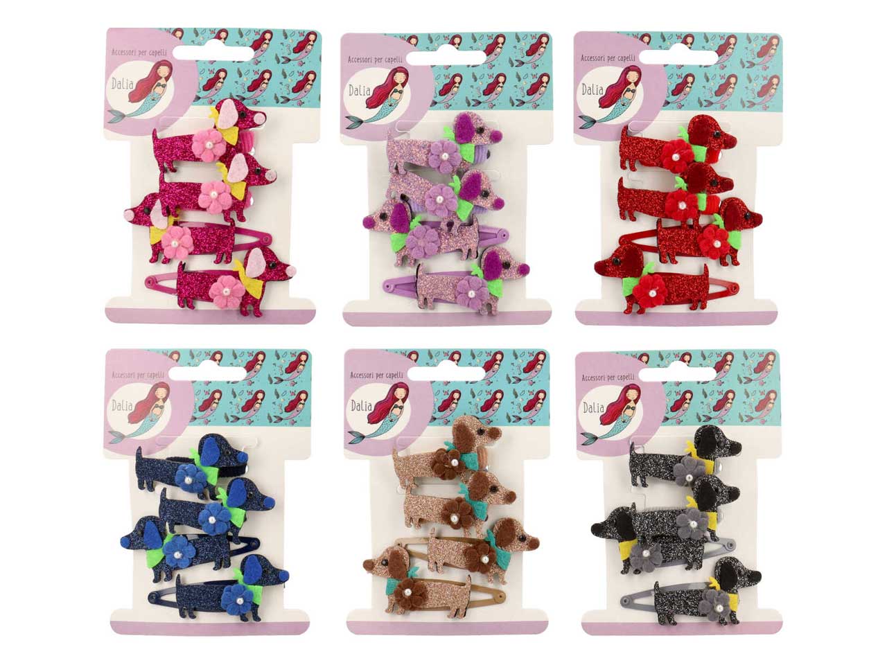 Clic clac e polsino con cagnolino in poliestere, metallo senza nichel