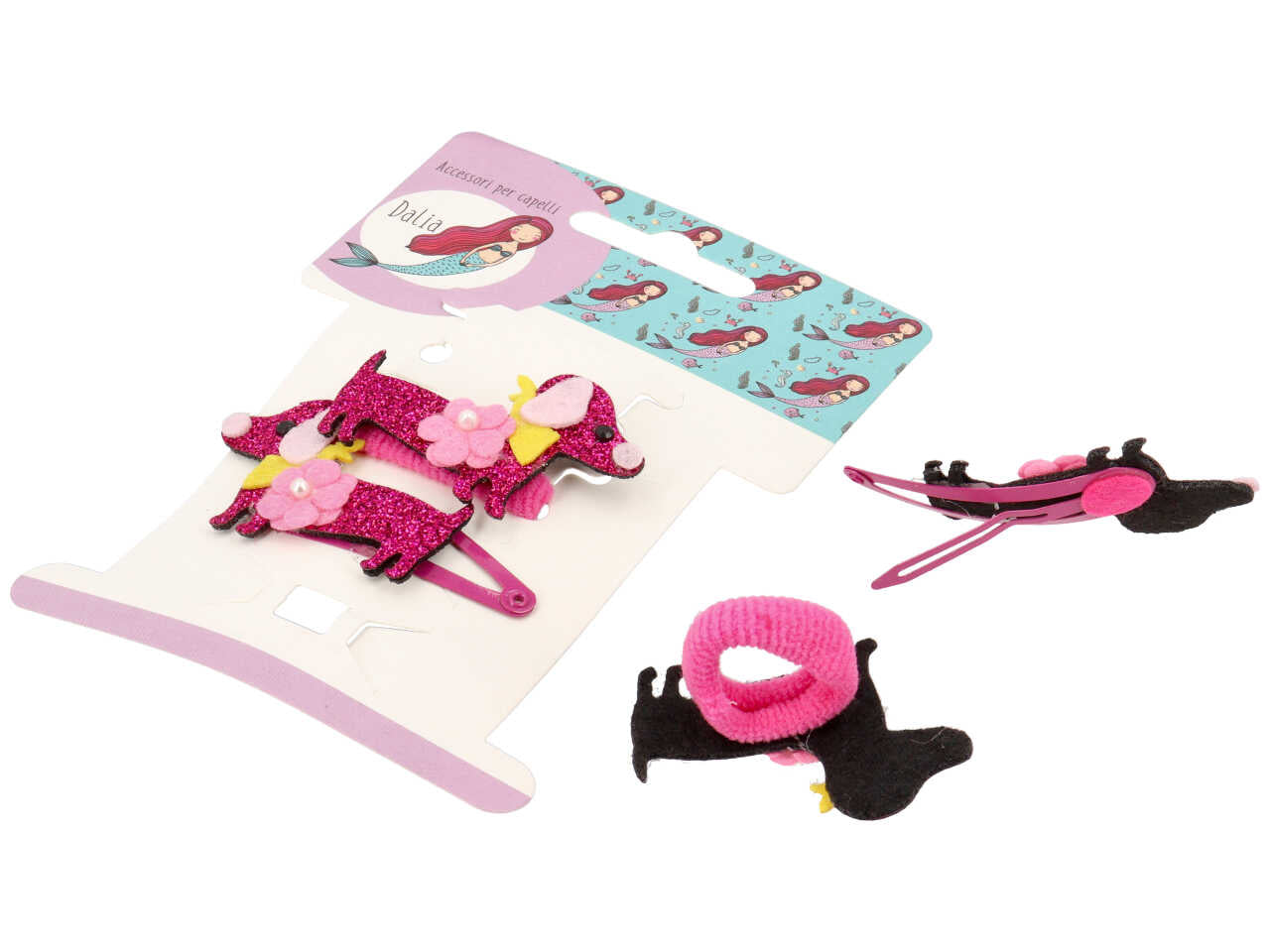 Clic clac e polsino con cagnolino in poliestere, metallo senza nichel