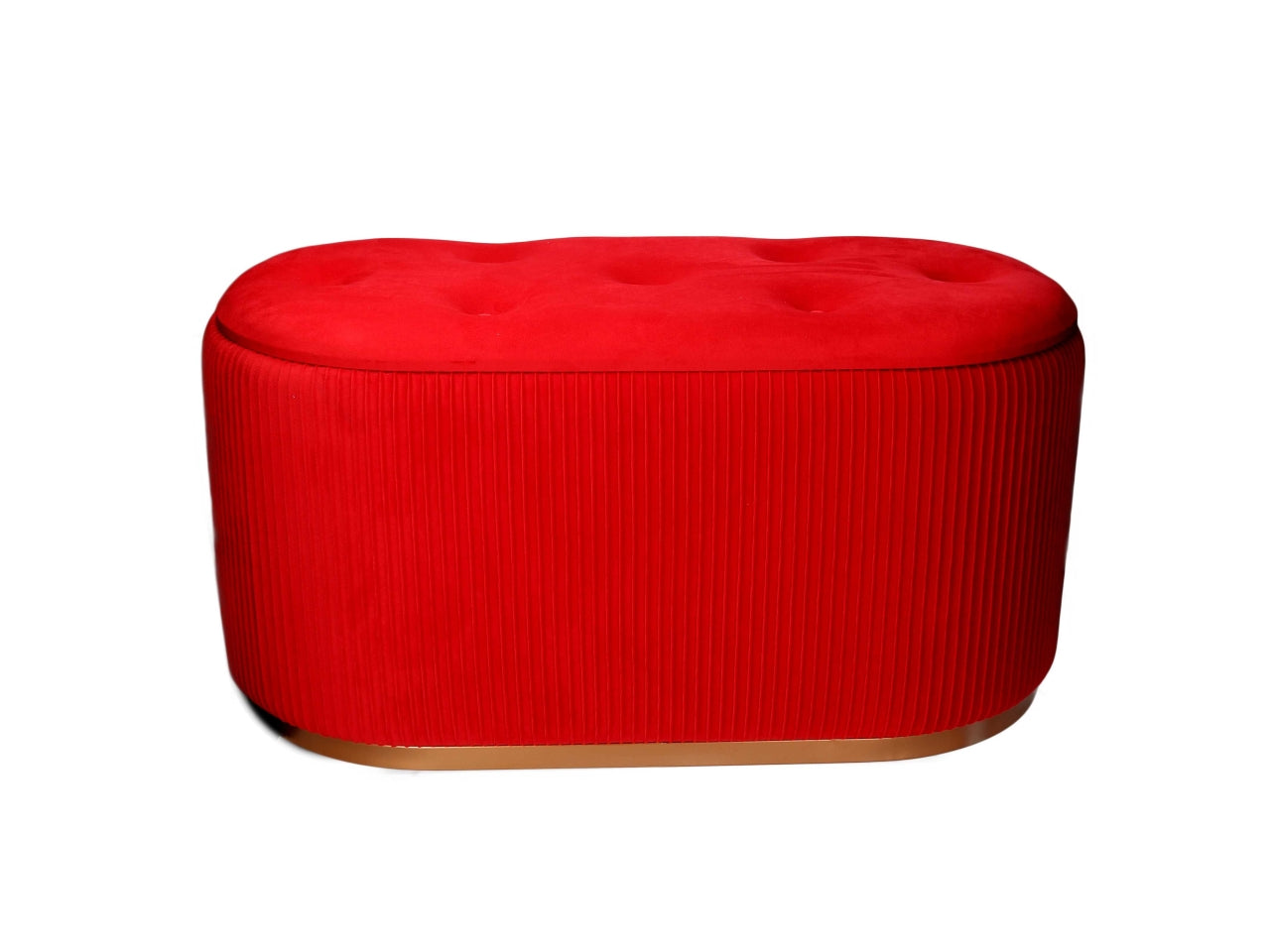 Pouf contenitore in velluto rosso 82x41x42 cm - Vacchetti