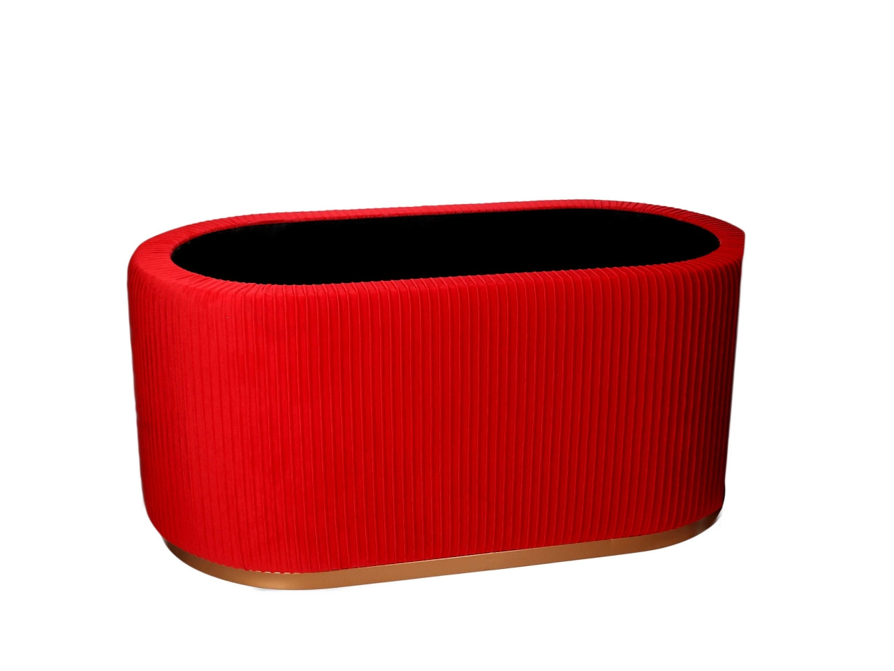 Pouf contenitore in velluto rosso 82x41x42 cm - Vacchetti