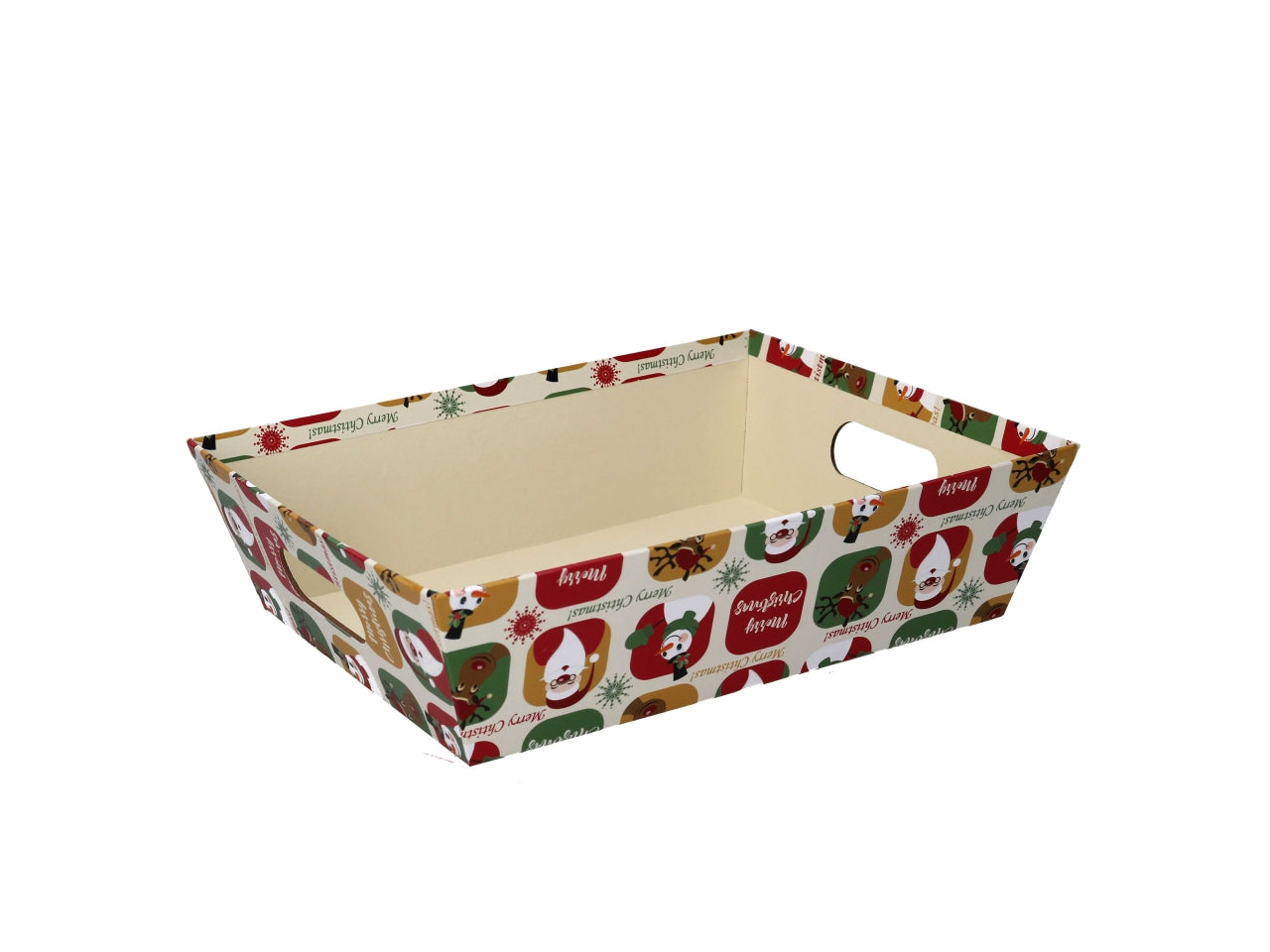 Cesta natalizia in cartone multicolor con babbo natale 29x23x8 cm - Vacchetti