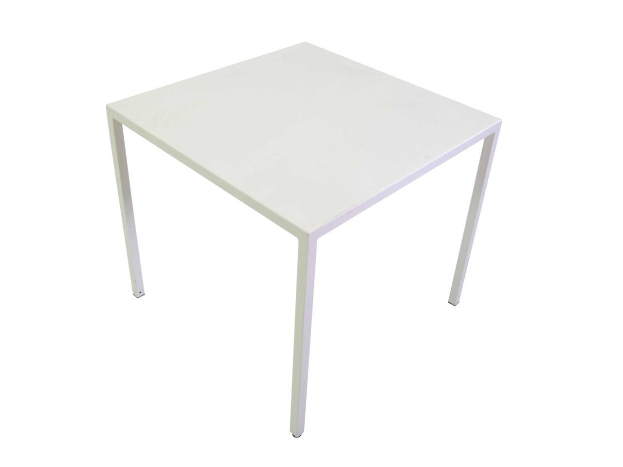 Tavolo da pranzo da esterno autolivellante in metallo bianco stile moderno forma quadrata 80x80x75 cm - Vacchetti