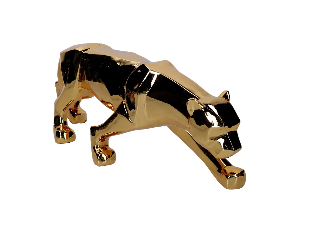 Statua pantera in resina dorata lucida stile jungle 60x14x16 cm - Vacchetti