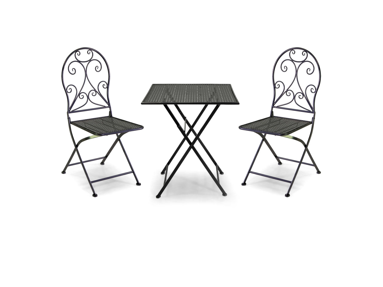 Tavolo in metallo leila colore antracite quadro con 2 sedie 60x60xh.71cm