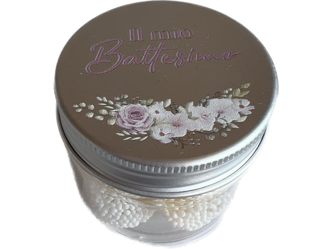 Marshmallow barattolo battesimo rosa 50ml d.48mm