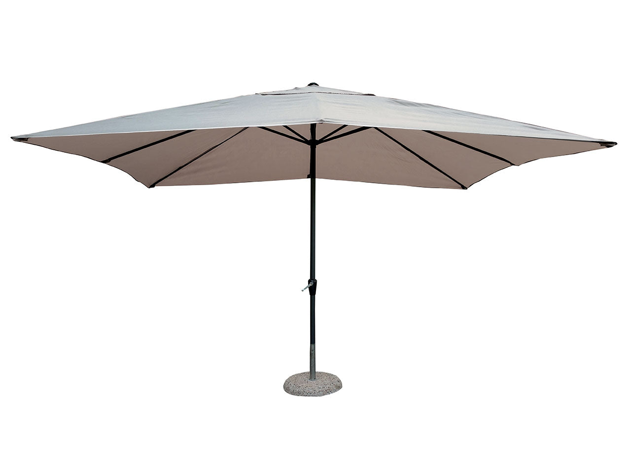 Ombrellone pully d.3mt - palo in alluminio grigio d.38mm - 6 stecche in acciaio 12x18mm con manovella - poliestere 160gr con presa d'aria ecru