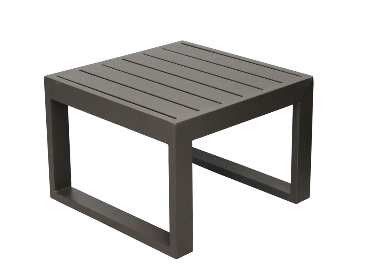 Tavolino basso da esterno in alluminio grigio stile moderno 45x45x32cm - Fdm Overseas