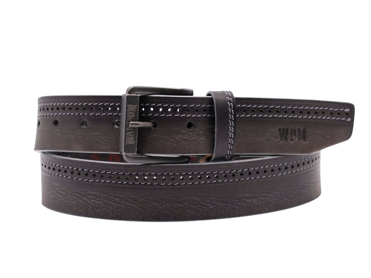 Cintura uomo in pelle wampum nero