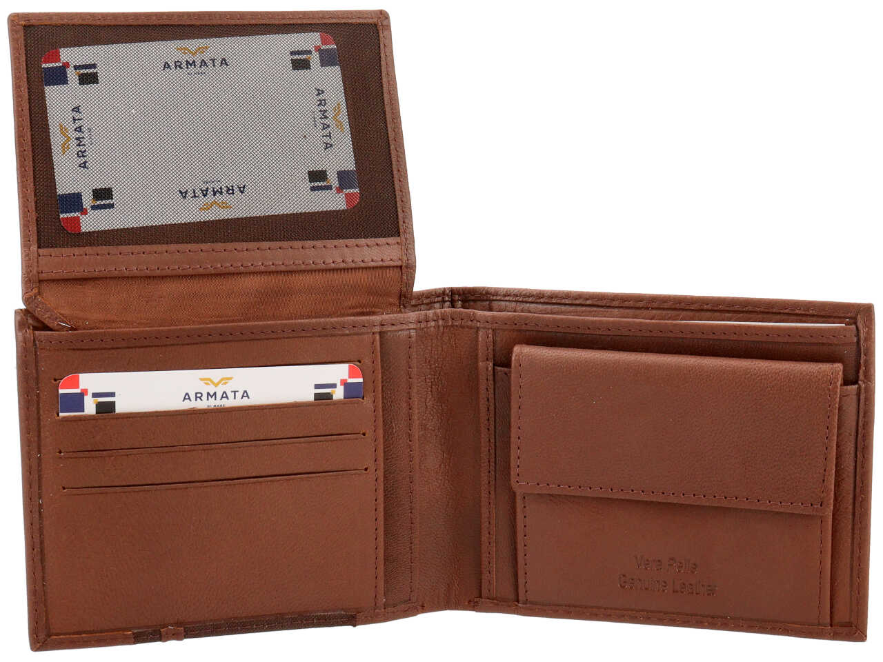 Portafoglio uomo in pelle armata di mare tabacco
