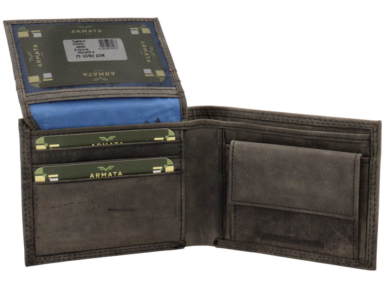 Portafoglio Armata di Mare uomo in vera pelle nera invecchiata 11x9x2 cm