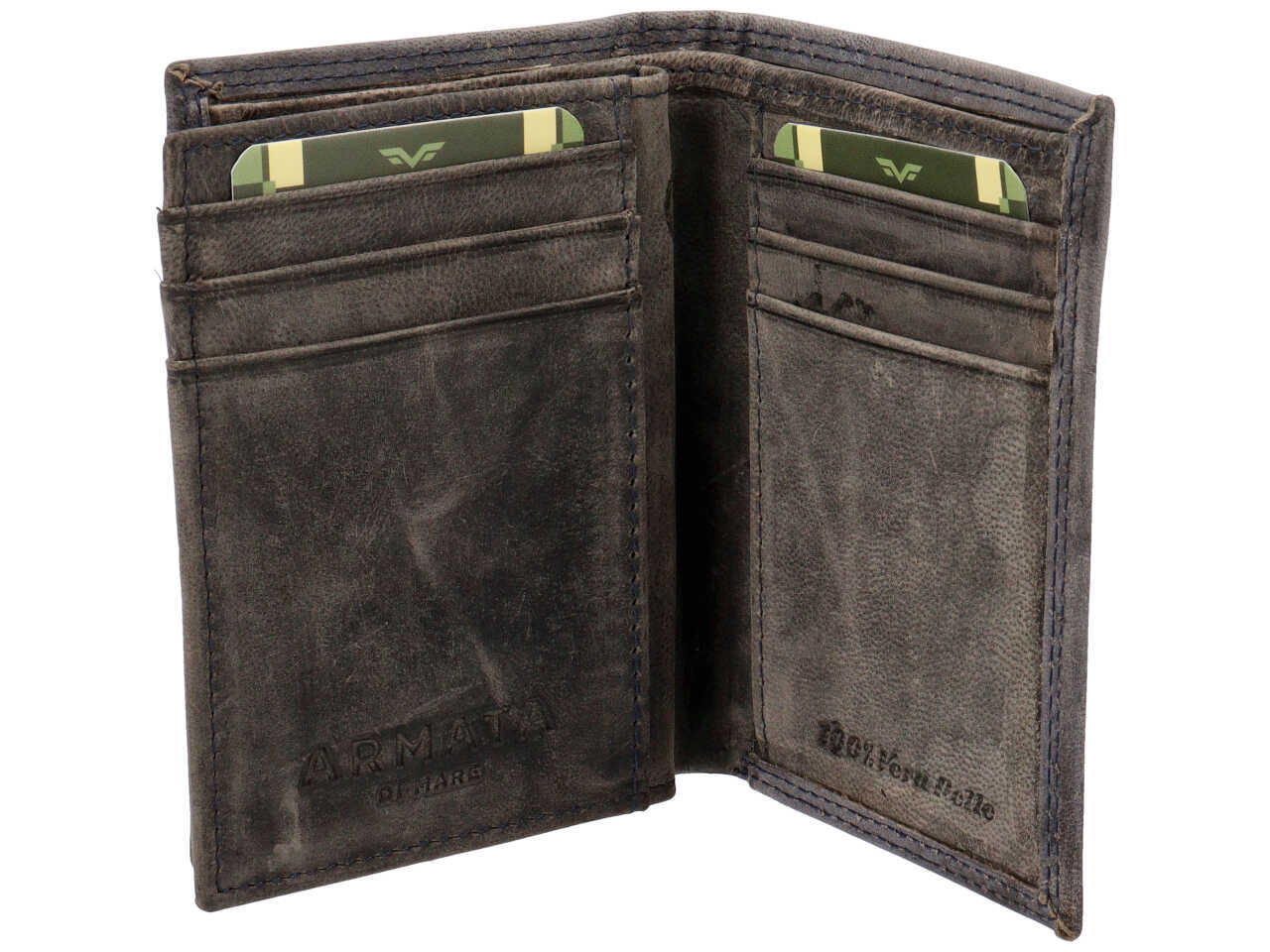 Portafoglio Armata di Mare uomo in vera pelle blu invecchiata 11x9x2 cm