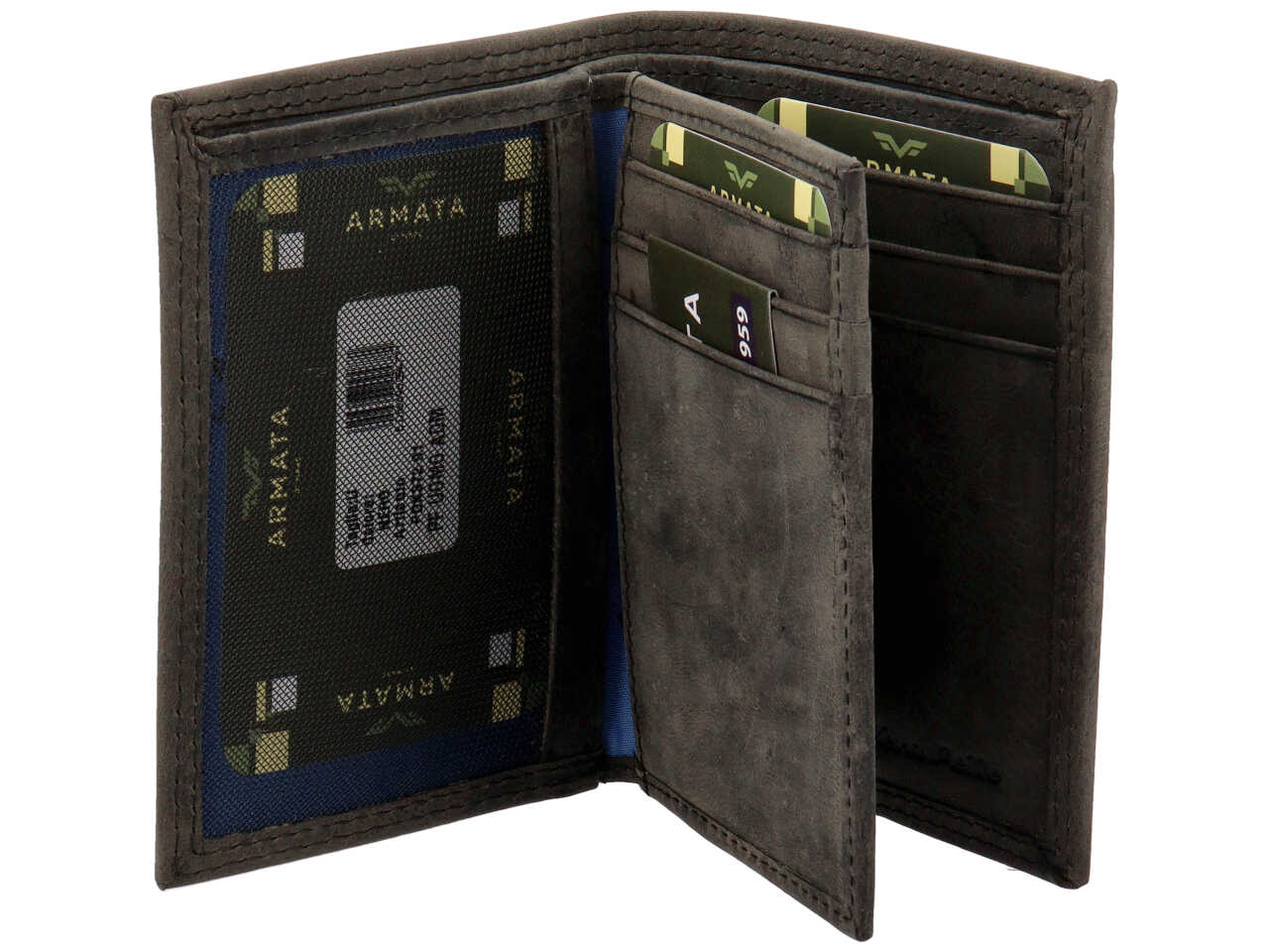 Portafoglio Armata di Mare uomo in vera pelle nera invecchiata 10,5x7,5x2 cm
