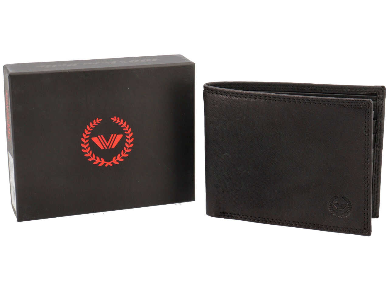 Portafoglio Wampum uomo vera pelle nero 11,5x9x1,5 cm