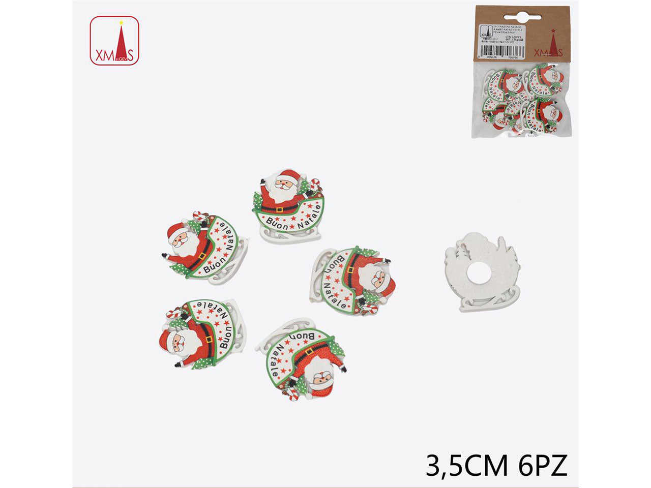 Babbo natale 3,5cm set da 6 babbo natale