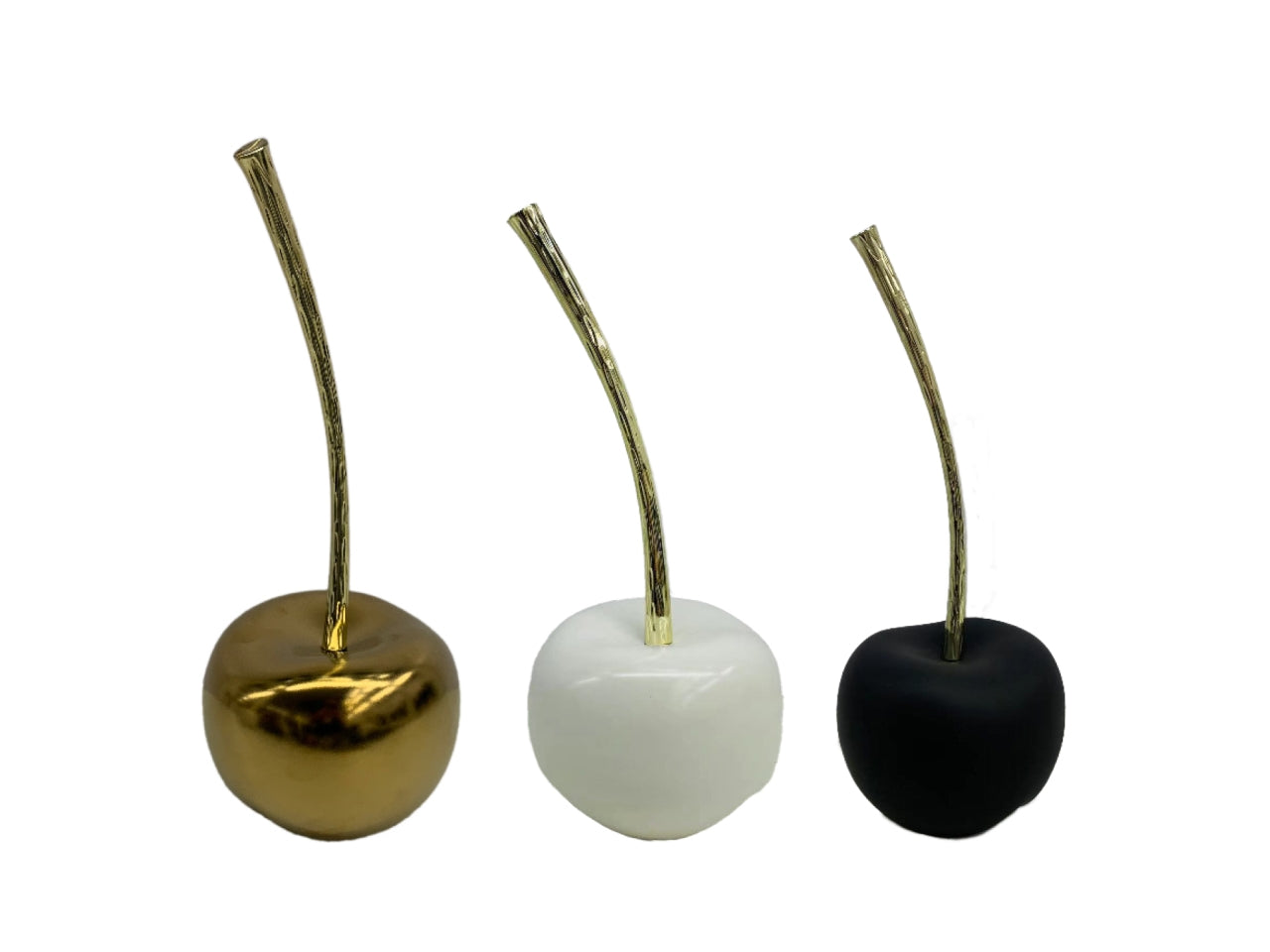 Ciliegia decorativa in ceramica dorata, bianco e nero stile contemporaneo, set da 3 - Casa Milano