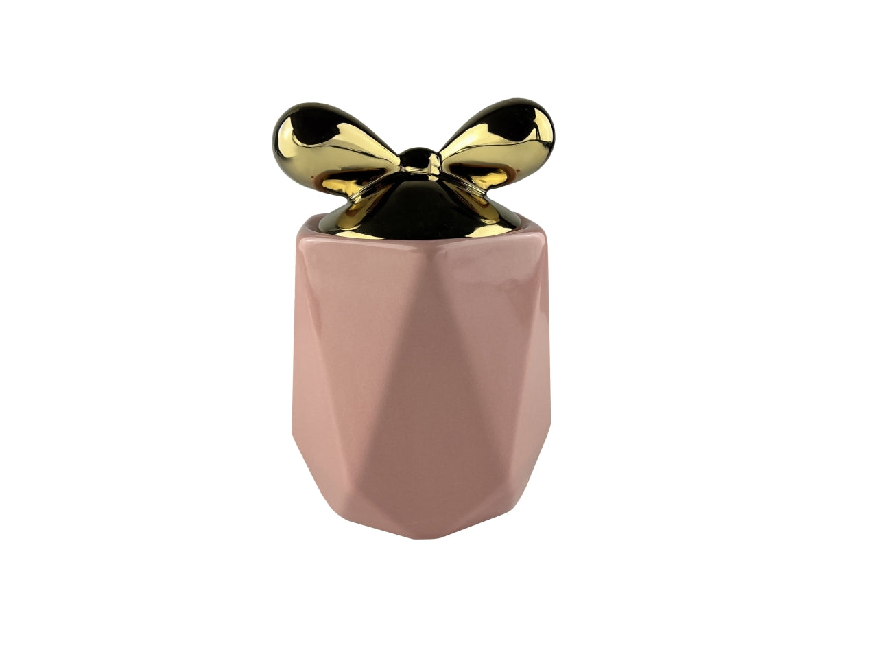 Barattolo decorativo in porcellana rosa con tappo fiocco oro da 1100 ml - Casa Milano