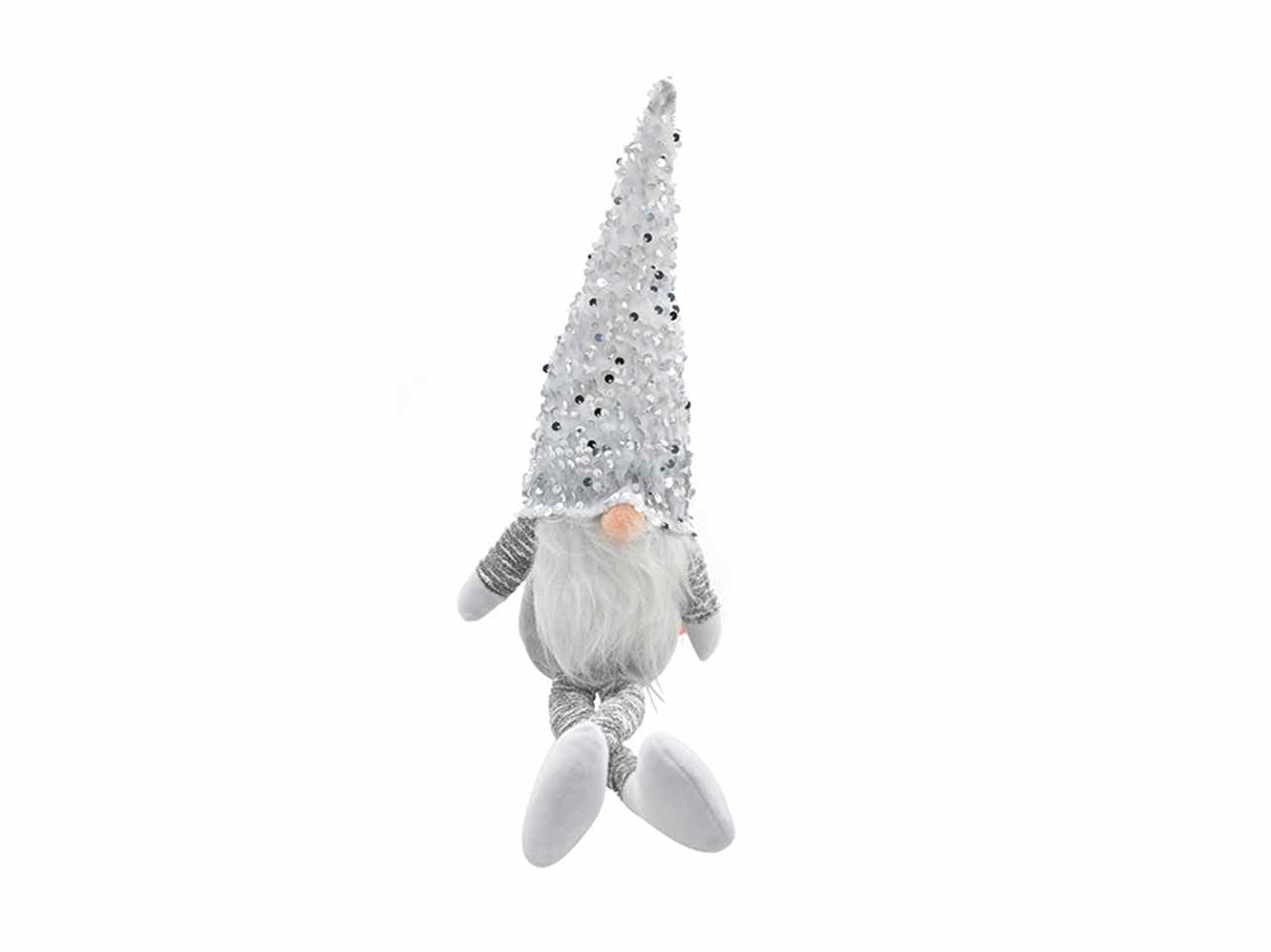 Gnomo con treccine h.45cm bianco