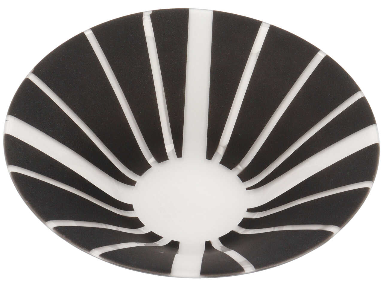 Centrotavola moderno rotondo in vetro opaco nero e bianco, Plain Aomori 22 cm - Franco