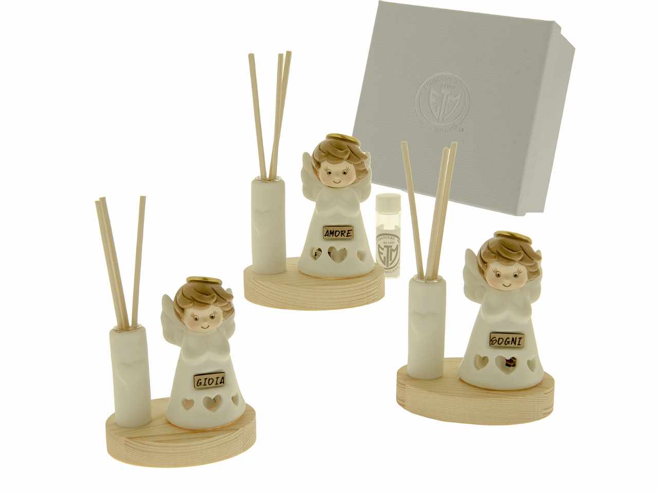 DIFFUSORE ANGELO VIRGOLA 3 ASSORTIMENTI H10CM CON BOX