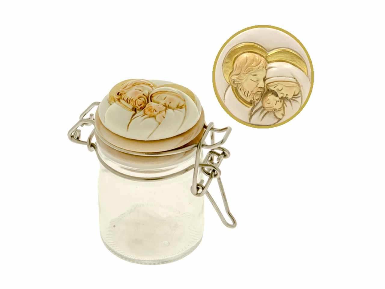 Barattolo decorativo dorata famiglia h8cm