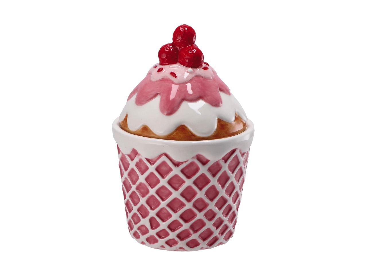 Scatola natalizia in ceramica a forma di cupcake d.11xh16cm - disponibile in due colori