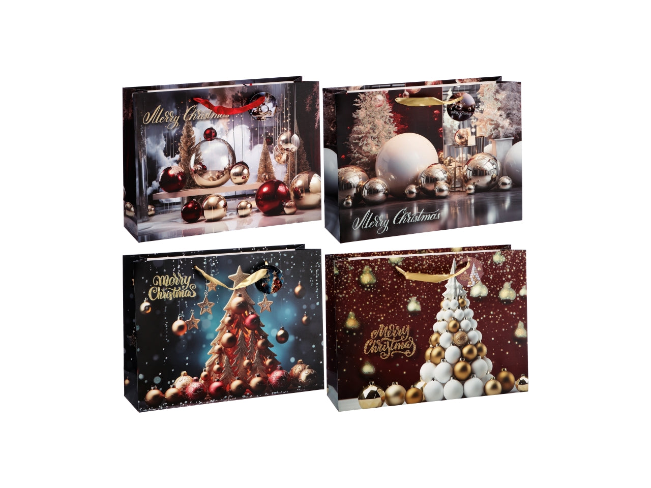 Busta regalo natalizia in carta 4 colori assortiti 23x10x18 cm - AD Trend