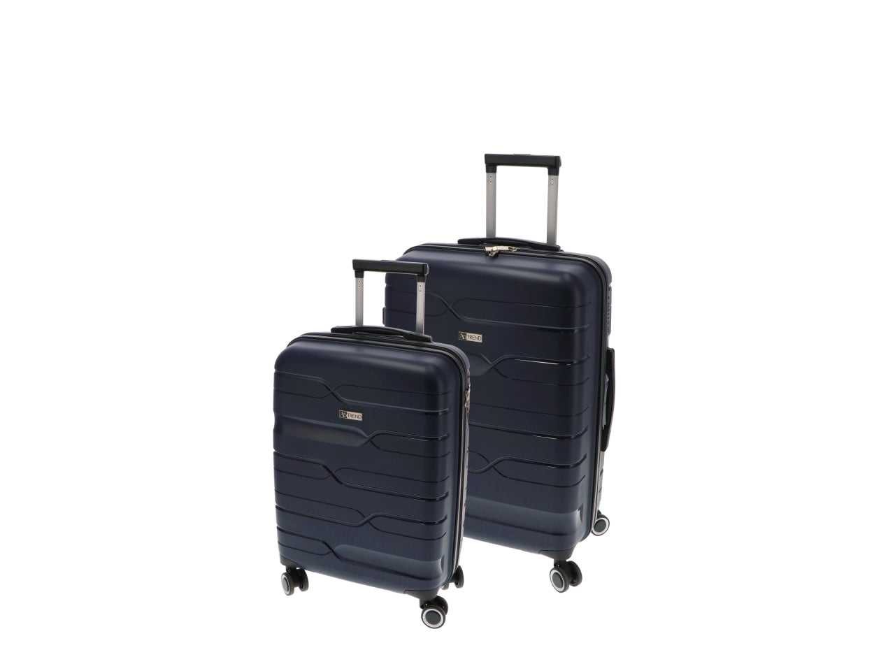 Set di 2 trolley blu in polipropilene con 4 ruote girevoli e chiusura tsa, capacità 32l e 60l - AD Trend
