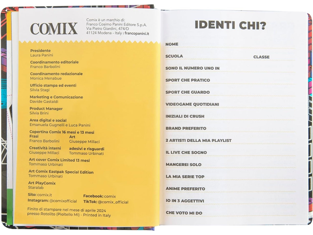 Diario scuola Comix Flash rosso formato standard copertina rigida, anno 2024/25, 13x17,8 cm