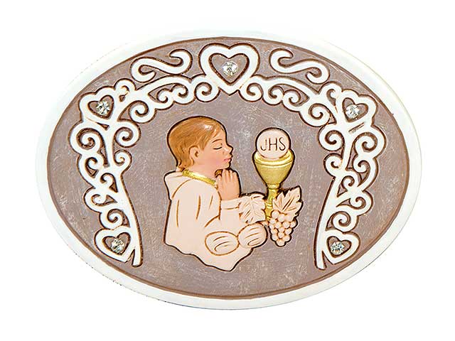 L.diamante icona ovale comunione 11cm bimbo 049934