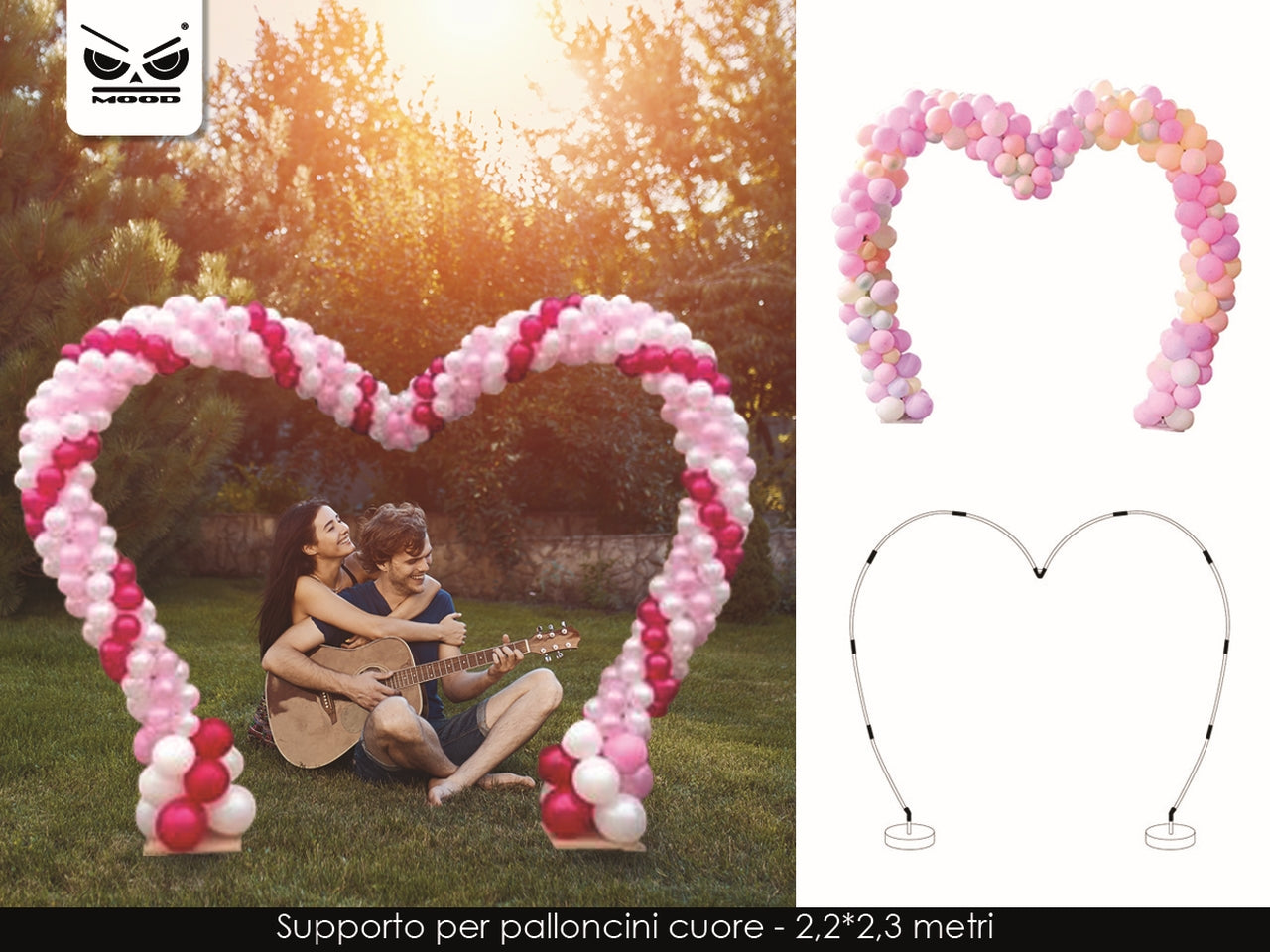 Arco per palloncini cuore in alluminio