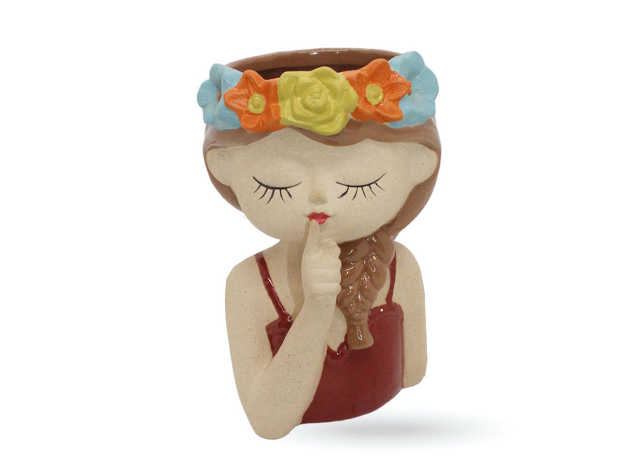 Statua con caspo in terracotta 12x11x18cm colori assortiti