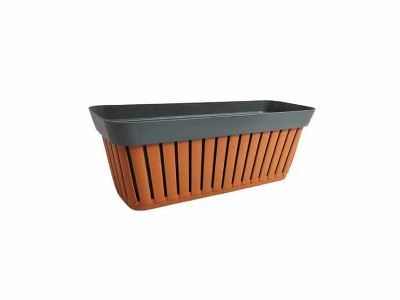 Balconetta e copri balconetta linea kreta lunghezza balconetta interna 50cm realizzata in plastica riciclata colori terracotta e antracite