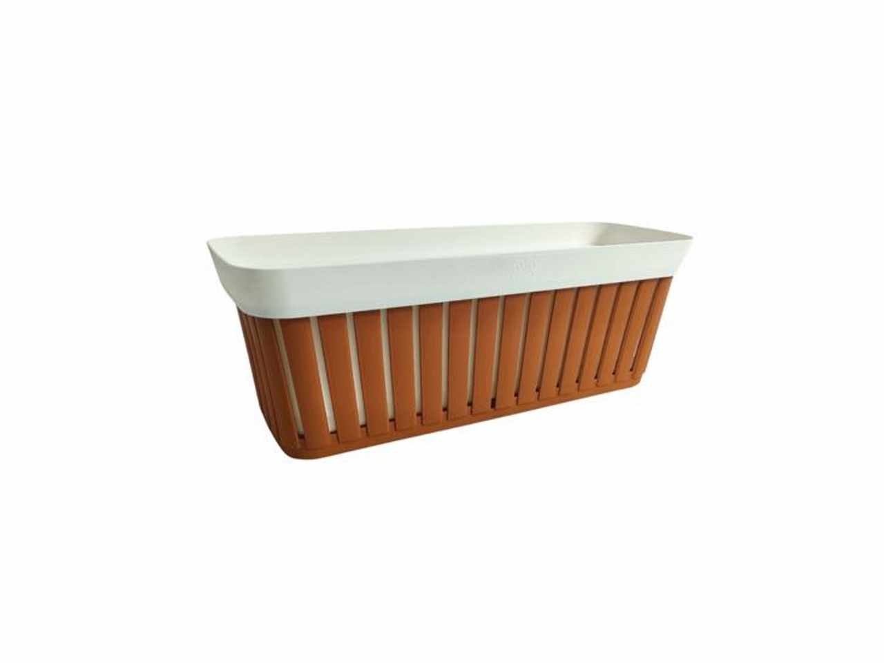 Balconetta e copri balconetta linea kreta lunghezza balconetta interna 50cm realizzata in plastica riciclata colori terracotta e bianco