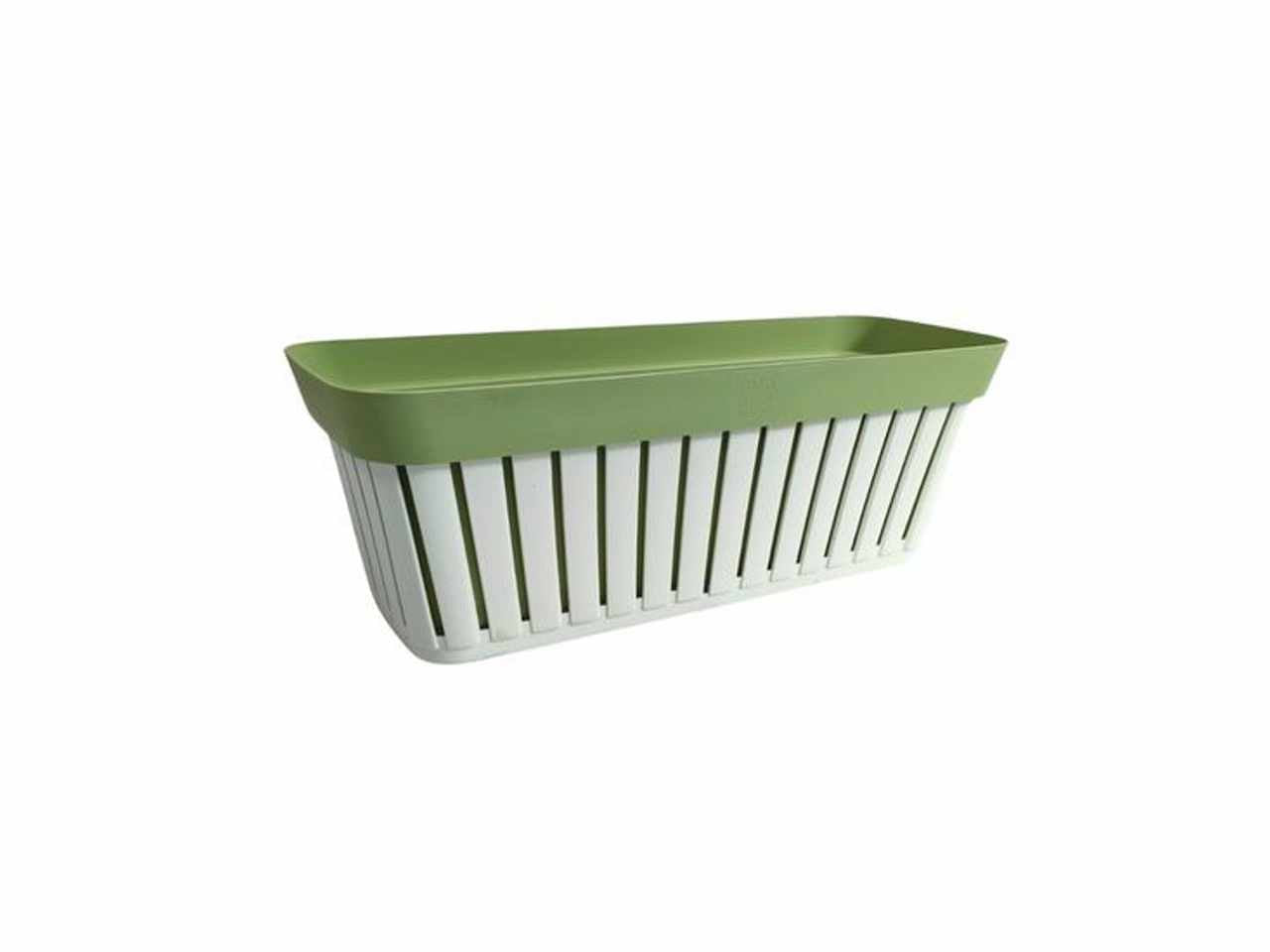 Balconetta e copri balconetta linea kreta lunghezza balconetta interna 50cm realizzata in plastica riciclata colori bianco e verde pallido scuro