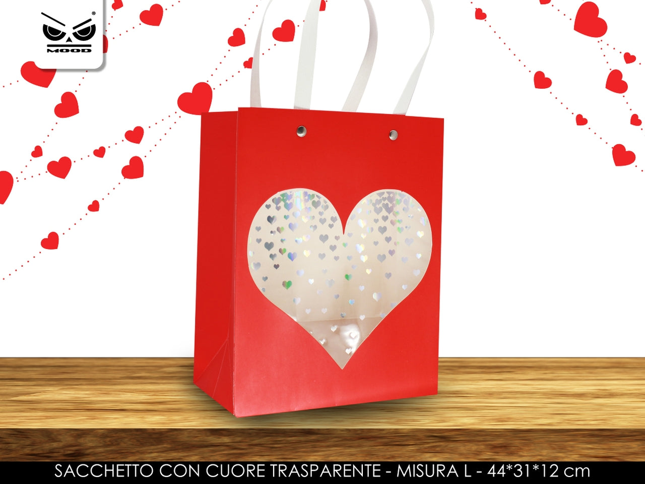 Sacchetto cuore trasprente misura l