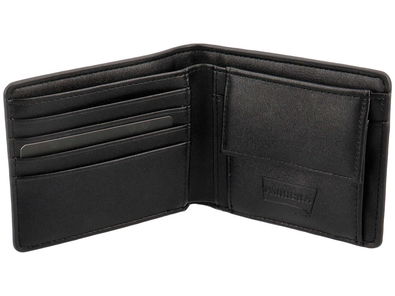 Portafoglio bifold orizzontale con portamonete tidy collection nero 100% polyurethane